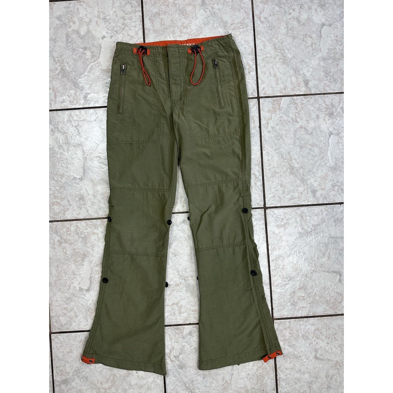 Y2k Abercrombie & Fitch Tech Flare Pants Women's L 28 Low Rise Cargo A&F